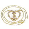 Collares con Dije 04.195.0061.18 Oro Laminado, Diseño de Corazón y Niñita Pequeña, con Rubi and Blanca Micro Pave, Pulido, Tono Dorado (02 MM Thickness, 18 Inches Length)