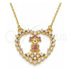 Collares con Dije 04.195.0061.18 Oro Laminado, Diseño de Corazón y Niñita Pequeña, con Micro Pave Rubi y Blanca, Pulido, Tono Dorado (Grosor 02 MM, 18 Pulgadas de Largo)