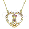 Collares con Dije 04.195.0061.18 Oro Laminado, Diseño de Corazón y Niñita Pequeña, con Rubi and Blanca Micro Pave, Pulido, Tono Dorado (02 MM Thickness, 18 Inches Length)