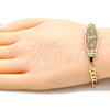Pulsera Elegante 03.351.0089.1.07 Oro Laminado, Diseño de Guadalupe y Corazón, Pulido, Tres Tonos (04 MM Thickness, 7 Inches Length)