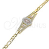 Pulsera Elegante 03.351.0090.1.08 Oro Laminado, Diseño de Guadalupe y Flor, Pulido, Tres Tonos (05 MM Thickness, 8 Inches Length)