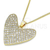 Collares con Dije 04.156.0202.20 Oro Laminado, Diseño de Corazón, con Blanca Micro Pave, Pulido, Tono Dorado (02 MM Thickness, 20 Inches Length)