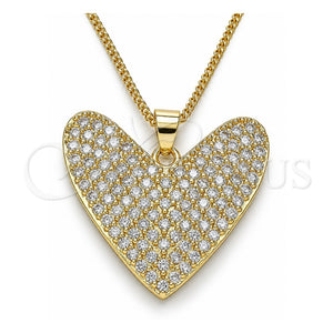 Collares con Dije 04.156.0202.20 Oro Laminado, Diseño de Corazón, con Blanca Micro Pave, Pulido, Tono Dorado (02 MM Thickness, 20 Inches Length)