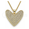 Collares con Dije 04.156.0202.20 Oro Laminado, Diseño de Corazón, con Blanca Micro Pave, Pulido, Tono Dorado (02 MM Thickness, 20 Inches Length)