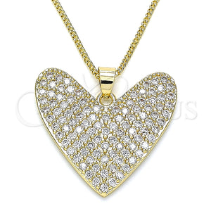 Collares con Dije 04.156.0202.20 Oro Laminado, Diseño de Corazón, con Blanca Micro Pave, Pulido, Tono Dorado (02 MM Thickness, 20 Inches Length)
