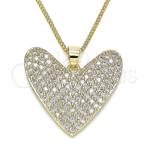 Collares con Dije 04.156.0202.20 Oro Laminado, Diseño de Corazón, con Blanca Micro Pave, Pulido, Tono Dorado (02 MM Thickness, 20 Inches Length)