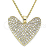 Collares con Dije 04.156.0202.20 Oro Laminado, Diseño de Corazón, con Blanca Micro Pave, Pulido, Tono Dorado (02 MM Thickness, 20 Inches Length)