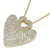 Collares con Dije 04.156.0203.20 Oro Laminado, Diseño de Corazón, con Blanca Micro Pave, Pulido, Tono Dorado (02 MM Thickness, 20 Inches Length)