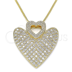 Collares con Dije 04.156.0203.20 Oro Laminado, Diseño de Corazón, con Blanca Micro Pave, Pulido, Tono Dorado (02 MM Thickness, 20 Inches Length)