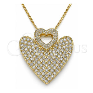 Collares con Dije 04.156.0203.20 Oro Laminado, Diseño de Corazón, con Blanca Micro Pave, Pulido, Tono Dorado (02 MM Thickness, 20 Inches Length)