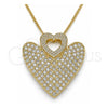 Collares con Dije 04.156.0203.20 Oro Laminado, Diseño de Corazón, con Blanca Micro Pave, Pulido, Tono Dorado (02 MM Thickness, 20 Inches Length)