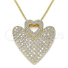 Collares con Dije 04.156.0203.20 Oro Laminado, Diseño de Corazón, con Blanca Micro Pave, Pulido, Tono Dorado (02 MM Thickness, 20 Inches Length)