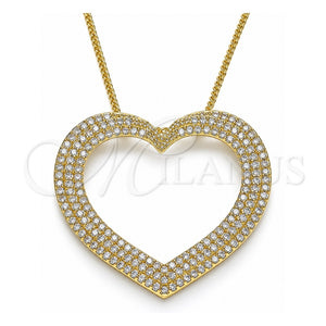 Collares con Dije 04.156.0218.20 Oro Laminado, Diseño de Corazón, con Blanca Micro Pave, Pulido, Tono Dorado (02 MM Thickness, 20 Inches Length)