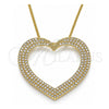 Collares con Dije 04.156.0218.20 Oro Laminado, Diseño de Corazón, con Blanca Micro Pave, Pulido, Tono Dorado (02 MM Thickness, 20 Inches Length)