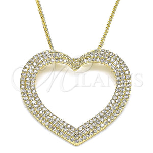 Collares con Dije 04.156.0218.20 Oro Laminado, Diseño de Corazón, con Blanca Micro Pave, Pulido, Tono Dorado (02 MM Thickness, 20 Inches Length)