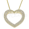 Collares con Dije 04.156.0218.20 Oro Laminado, Diseño de Corazón, con Blanca Micro Pave, Pulido, Tono Dorado (02 MM Thickness, 20 Inches Length)