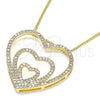 Collares con Dije 04.156.0219.20 Oro Laminado, Diseño de Corazón, con Blanca Micro Pave, Pulido, Tono Dorado (02 MM Thickness, 20 Inches Length)