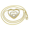 Collares con Dije 04.156.0219.20 Oro Laminado, Diseño de Corazón, con Blanca Micro Pave, Pulido, Tono Dorado (02 MM Thickness, 20 Inches Length)