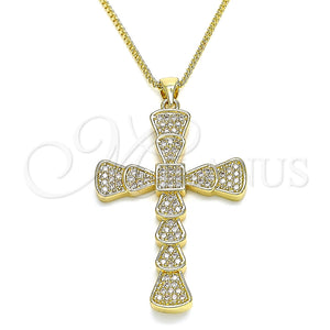 Collares con Dije 04.156.0221.20 Oro Laminado, Diseño de Cruz, con Blanca Micro Pave, Pulido, Tono Dorado (02 MM Thickness, 20 Inches Length)