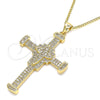 Collares con Dije 04.156.0223.20 Oro Laminado, Diseño de Cruz, con Blanca Micro Pave, Pulido, Tono Dorado (02 MM Thickness, 20 Inches Length)