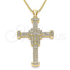 Collares con Dije 04.156.0223.20 Oro Laminado, Diseño de Cruz, con Blanca Micro Pave, Pulido, Tono Dorado (02 MM Thickness, 20 Inches Length)