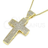 Collares con Dije 04.156.0227.18 Oro Laminado, Diseño de Cruz, con Blanca Micro Pave, Pulido, Tono Dorado (02 MM Thickness, 18 Inches Length)