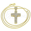 Collares con Dije 04.156.0227.18 Oro Laminado, Diseño de Cruz, con Blanca Micro Pave, Pulido, Tono Dorado (02 MM Thickness, 18 Inches Length)