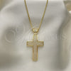 Collares con Dije 04.156.0227.18 Oro Laminado, Diseño de Cruz, con Blanca Micro Pave, Pulido, Tono Dorado (02 MM Thickness, 18 Inches Length)