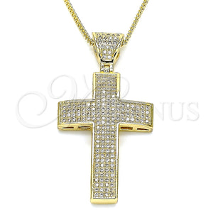 Collares con Dije 04.156.0227.18 Oro Laminado, Diseño de Cruz, con Blanca Micro Pave, Pulido, Tono Dorado (02 MM Thickness, 18 Inches Length)