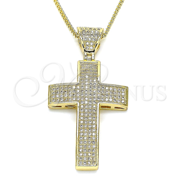 Collares con Dije 04.156.0227.18 Oro Laminado, Diseño de Cruz, con Blanca Micro Pave, Pulido, Tono Dorado (02 MM Thickness, 18 Inches Length)