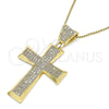 Collares con Dije 04.156.0228.18 Oro Laminado, Diseño de Cruz, con Blanca Micro Pave, Pulido, Tono Dorado (02 MM Thickness, 18 Inches Length)