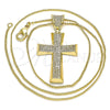 Collares con Dije 04.156.0228.18 Oro Laminado, Diseño de Cruz, con Blanca Micro Pave, Pulido, Tono Dorado (02 MM Thickness, 18 Inches Length)