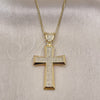 Collares con Dije 04.156.0228.18 Oro Laminado, Diseño de Cruz, con Blanca Micro Pave, Pulido, Tono Dorado (02 MM Thickness, 18 Inches Length)