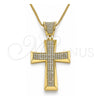 Collares con Dije 04.156.0228.18 Oro Laminado, Diseño de Cruz, con Blanca Micro Pave, Pulido, Tono Dorado (02 MM Thickness, 18 Inches Length)