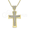 Collares con Dije 04.156.0228.18 Oro Laminado, Diseño de Cruz, con Blanca Micro Pave, Pulido, Tono Dorado (02 MM Thickness, 18 Inches Length)
