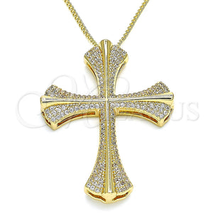 Collares con Dije 04.156.0229.20 Oro Laminado, Diseño de Cruz, con Blanca Micro Pave, Pulido, Tono Dorado (02 MM Thickness, 20 Inches Length)