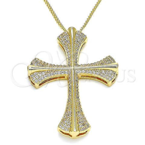 Collares con Dije 04.156.0229.20 Oro Laminado, Diseño de Cruz, con Blanca Micro Pave, Pulido, Tono Dorado (02 MM Thickness, 20 Inches Length)