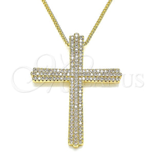 Collares con Dije 04.156.0230.20 Oro Laminado, Diseño de Cruz, con Blanca Micro Pave, Pulido, Tono Dorado (02 MM Thickness, 20 Inches Length)
