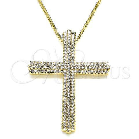 Collares con Dije 04.156.0230.20 Oro Laminado, Diseño de Cruz, con Blanca Micro Pave, Pulido, Tono Dorado (02 MM Thickness, 20 Inches Length)