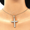 Collares con Dije 04.156.0232.20 Oro Laminado, Diseño de Cruz, con Blanca Micro Pave, Pulido, Tono Dorado (02 MM Thickness, 20 Inches Length)
