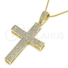Collares con Dije 04.156.0232.20 Oro Laminado, Diseño de Cruz, con Blanca Micro Pave, Pulido, Tono Dorado (02 MM Thickness, 20 Inches Length)