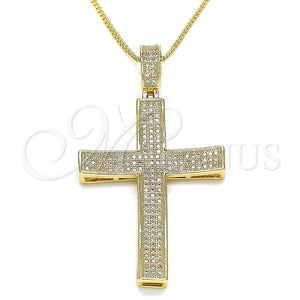 Collares con Dije 04.156.0232.20 Oro Laminado, Diseño de Cruz, con Blanca Micro Pave, Pulido, Tono Dorado (02 MM Thickness, 20 Inches Length)