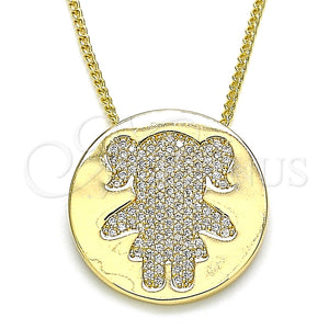 Collares con Dije 04.156.0236.20 Oro Laminado, Diseño de Niñita Pequeña, con Blanca Micro Pave, Pulido, Tono Dorado (02 MM Thickness, 20 Inches Length)