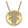 Collares con Dije 04.156.0236.20 Oro Laminado, Diseño de Niñita Pequeña, con Blanca Micro Pave, Pulido, Tono Dorado (02 MM Thickness, 20 Inches Length)