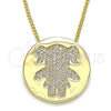 Collares con Dije 04.156.0236.20 Oro Laminado, Diseño de Niñita Pequeña, con Blanca Micro Pave, Pulido, Tono Dorado (02 MM Thickness, 20 Inches Length)