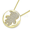 Collares con Dije 04.156.0237.20 Oro Laminado, Diseño de Niñito Pequeño, con Blanca Micro Pave, Pulido, Tono Dorado (02 MM Thickness, 20 Inches Length)