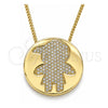Collares con Dije 04.156.0237.20 Oro Laminado, Diseño de Niñito Pequeño, con Blanca Micro Pave, Pulido, Tono Dorado (02 MM Thickness, 20 Inches Length)