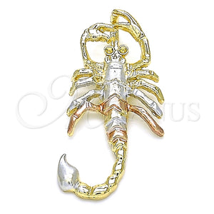 Dije Elegante 05.351.0095 Oro Laminado, Diseño de Escorpión, Pulido, Tres Tonos