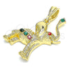 Dije Elegante 05.351.0101.1 Oro Laminado, Diseño de Elefante, con Multicolor Cristal, Pulido, Tono Dorado