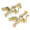 Dije Elegante 05.351.0101.1 Oro Laminado, Diseño de Elefante, con Multicolor Cristal, Pulido, Tono Dorado